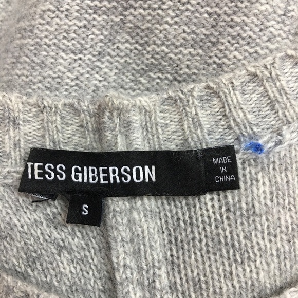 Tess Giberson Gray Cold Shoulder Sweater Top Size Small 100% Cashmere - Picture 6 of 15